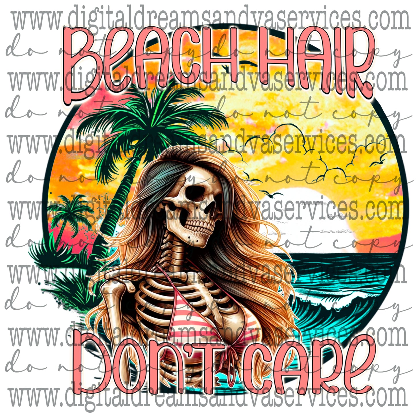 BEACH HAIR DON'T CARE PNG DESIGN