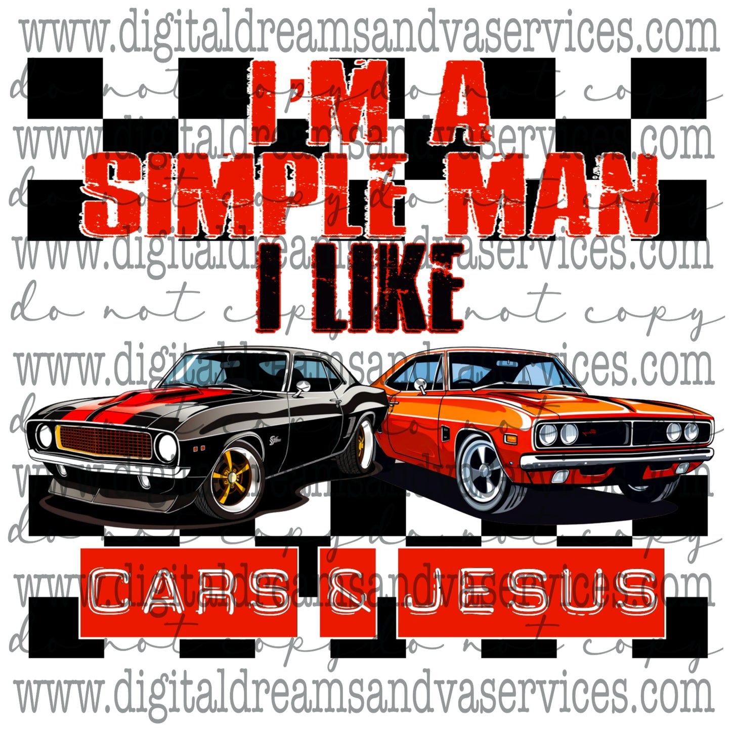 SIMPLE MAN CARS & JESUS PNG DESIGN