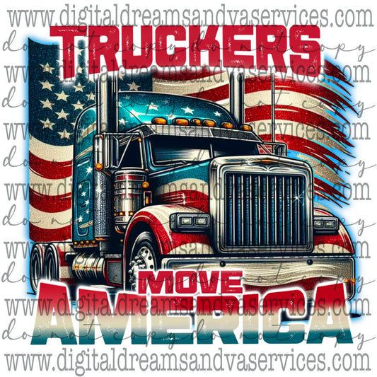 TRUCKERS MOVE AMERICA PNG DESIGN