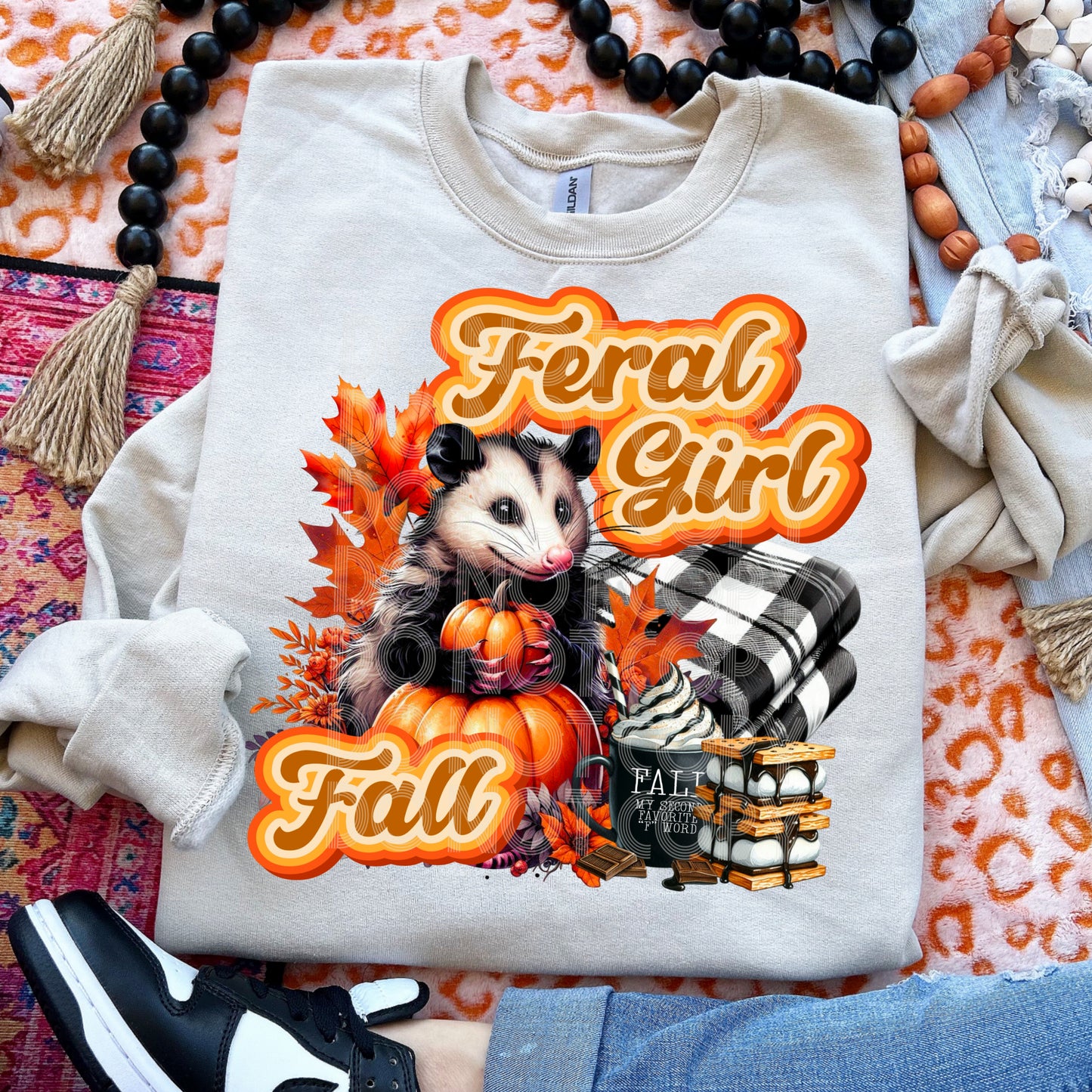 FERAL GIRL FALL PNG DESIGN