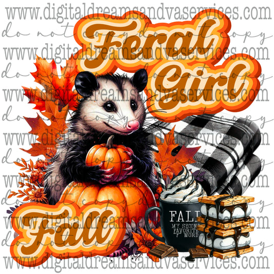 FERAL GIRL FALL PNG DESIGN