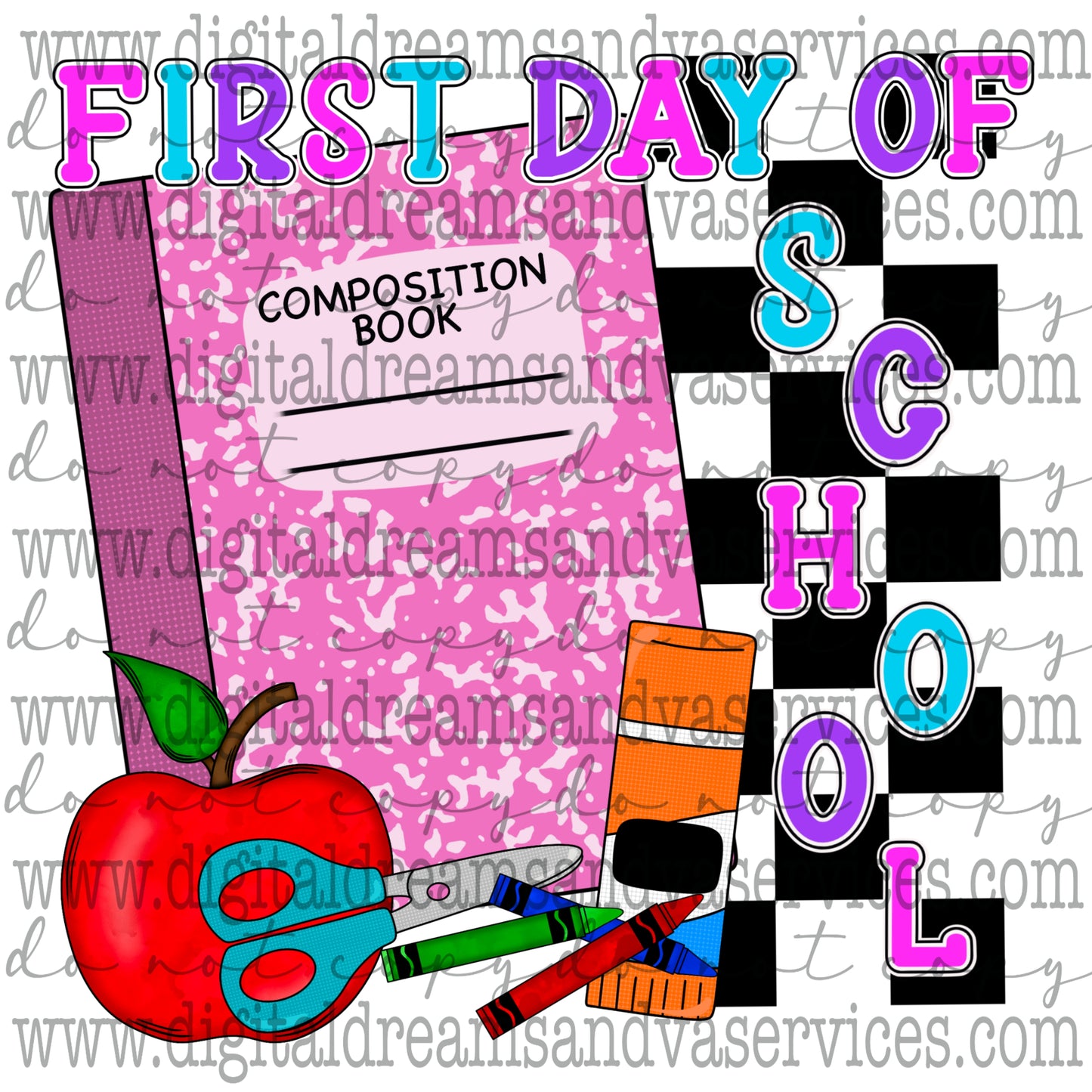 FIRST DAY OF SCHOOL PINK PNG DESIGN