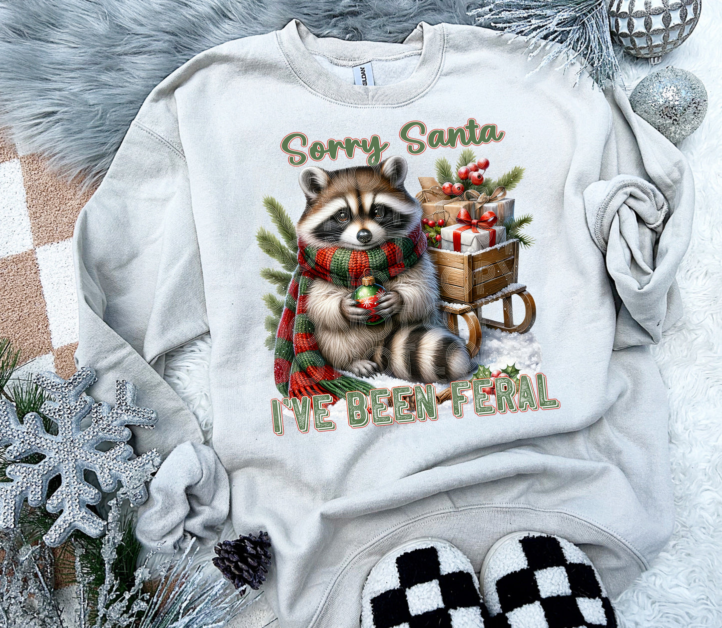 SORRY SANTA I'VE BEEN FERAL PNG DESIGN