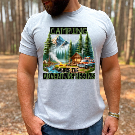 CAMPING WHERE THE ADVENTURE BEGINS PNG DESIGN