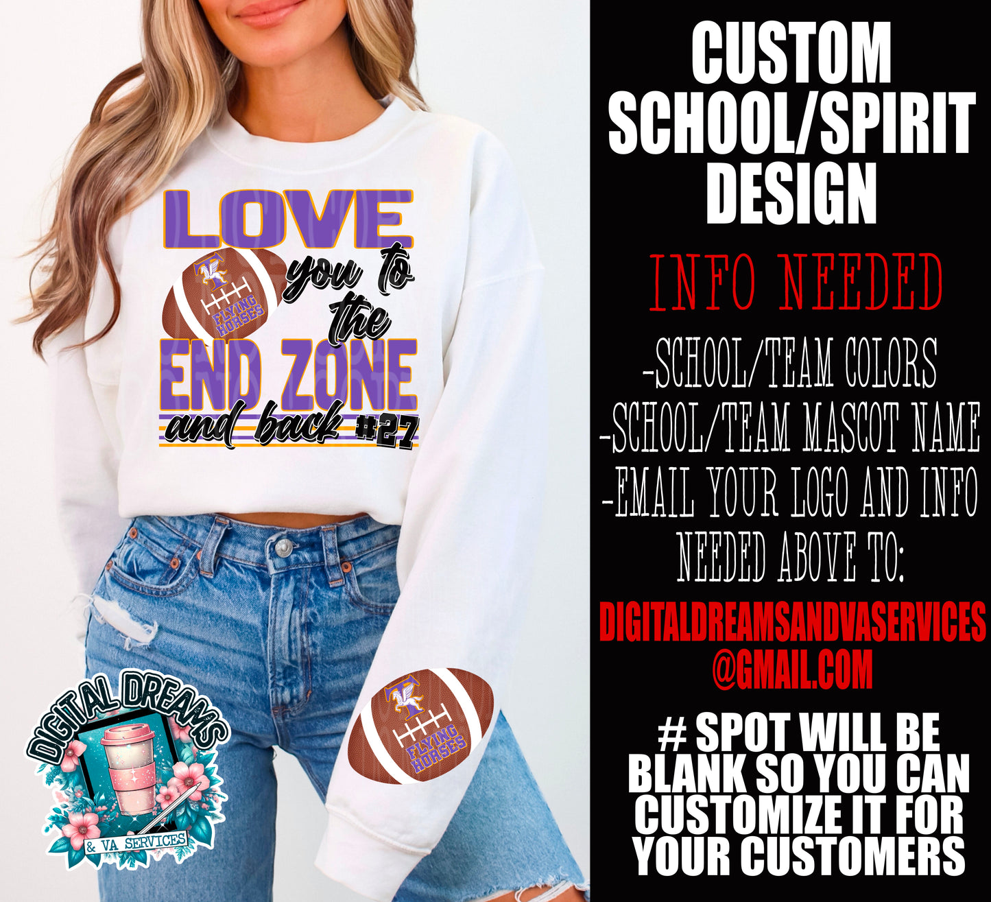 ✨️CUSTOM✨️ LOVE YOU TO THE END ZONE AND BACK PNG DESIGN